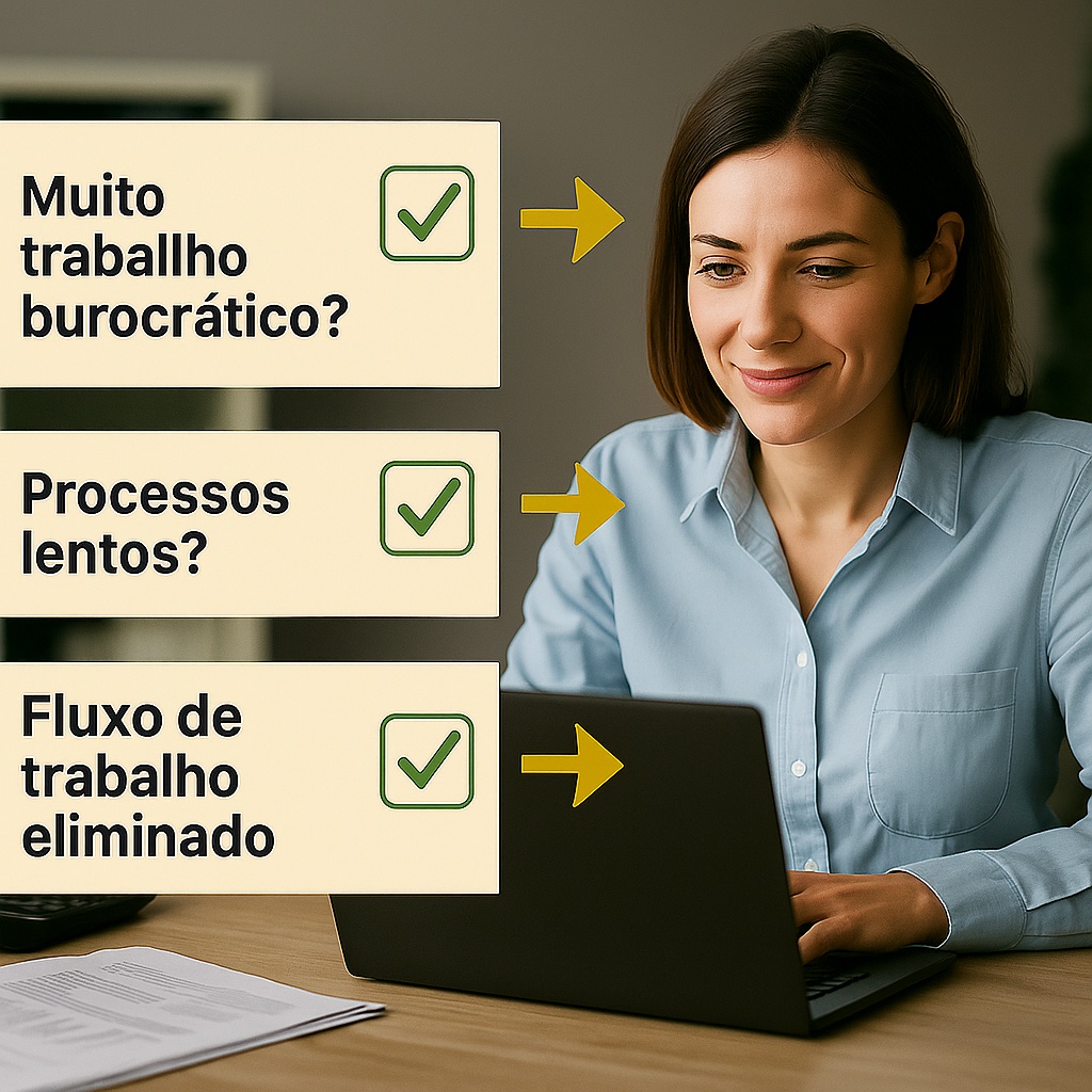rês caixas com dúvidas reais e respostas em destaque com check verde. Ao lado, setas indicando a superação de cada ponto